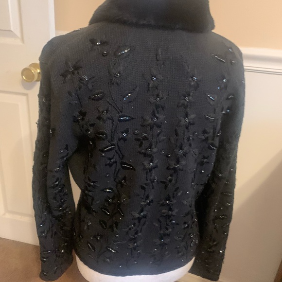 Elana Cardello Vintage Fur and Hand Embroidered Sweater/ Jacket - Picture 3 of 8